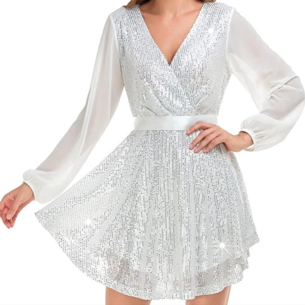 Silver Sequin Party Dress